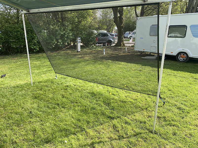 Awning shade set up on a campsite